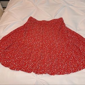 American Eagle Red Floral Baby Doll Mini Skirt Lg
